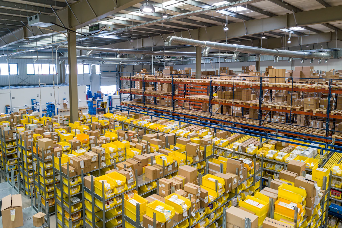 Logistics professional working inside a distribution warehouse