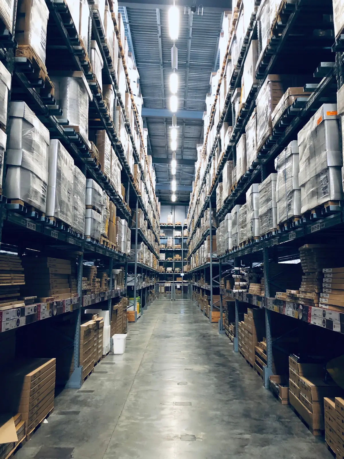 Logistics team working in a modern warehouse